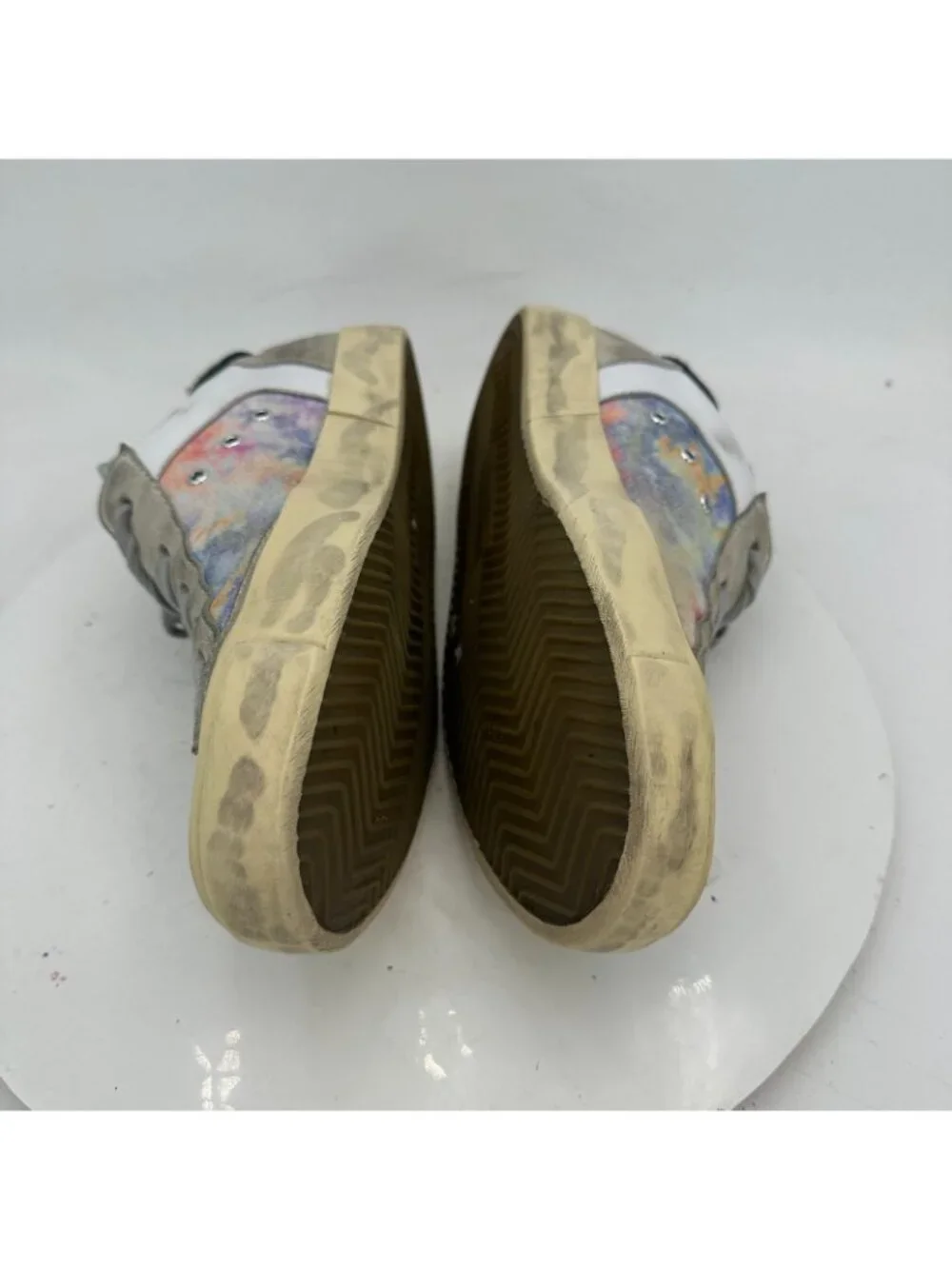 Philippe Model Women Sz EU 39 US 8.5 White Rainbow Tie Dye  Leather Tennis Shoes